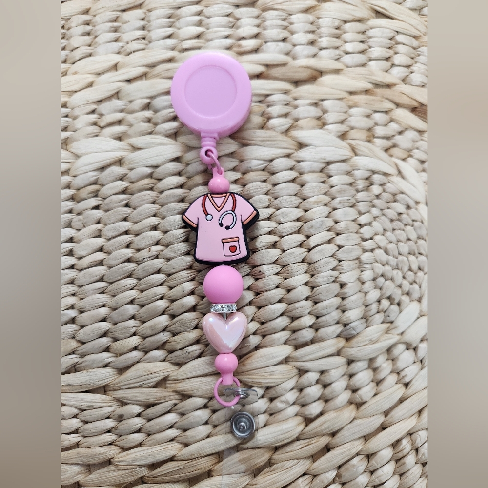 Pink Nurse Badge Reel